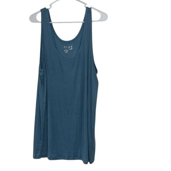Terra & Sky Womens Blue Sleeveless Tank Top Size 2X Soft Rayon Blend Lightweight - Picture 1 of 7